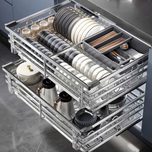 Kệ kéo tủ bếp 2 tầng inox 304 Cobbe