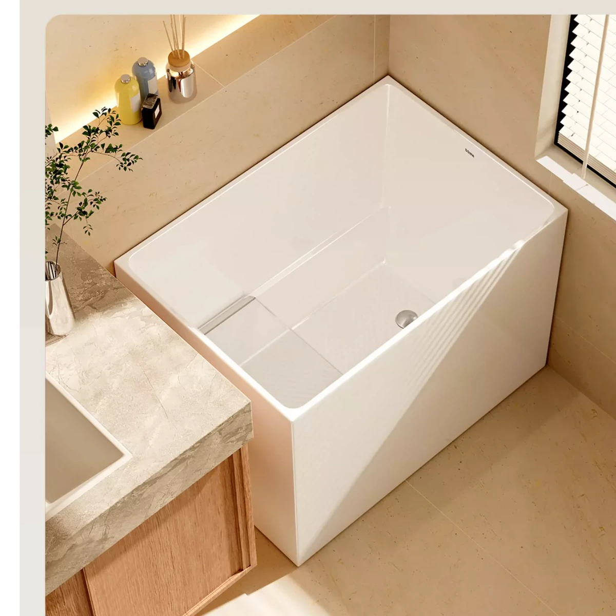 Bồn tắm ngâm sâu độc lập mini kiểu Nhật SSWW SKAK6550 studio nguyên bản
