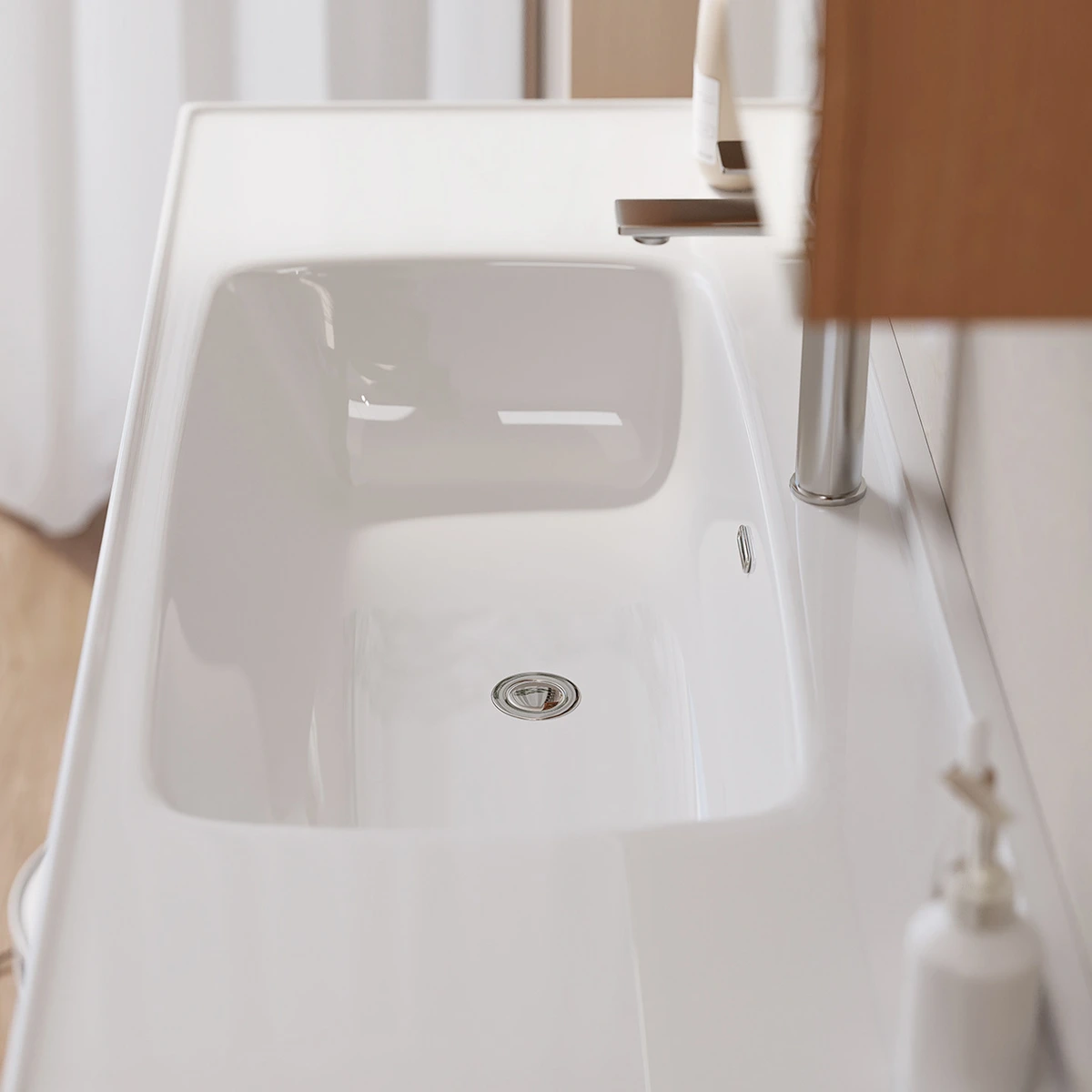 Chậu lavabo sứ ceramic liền khối men nano kháng khuẩn chống bám bẩn Fansons