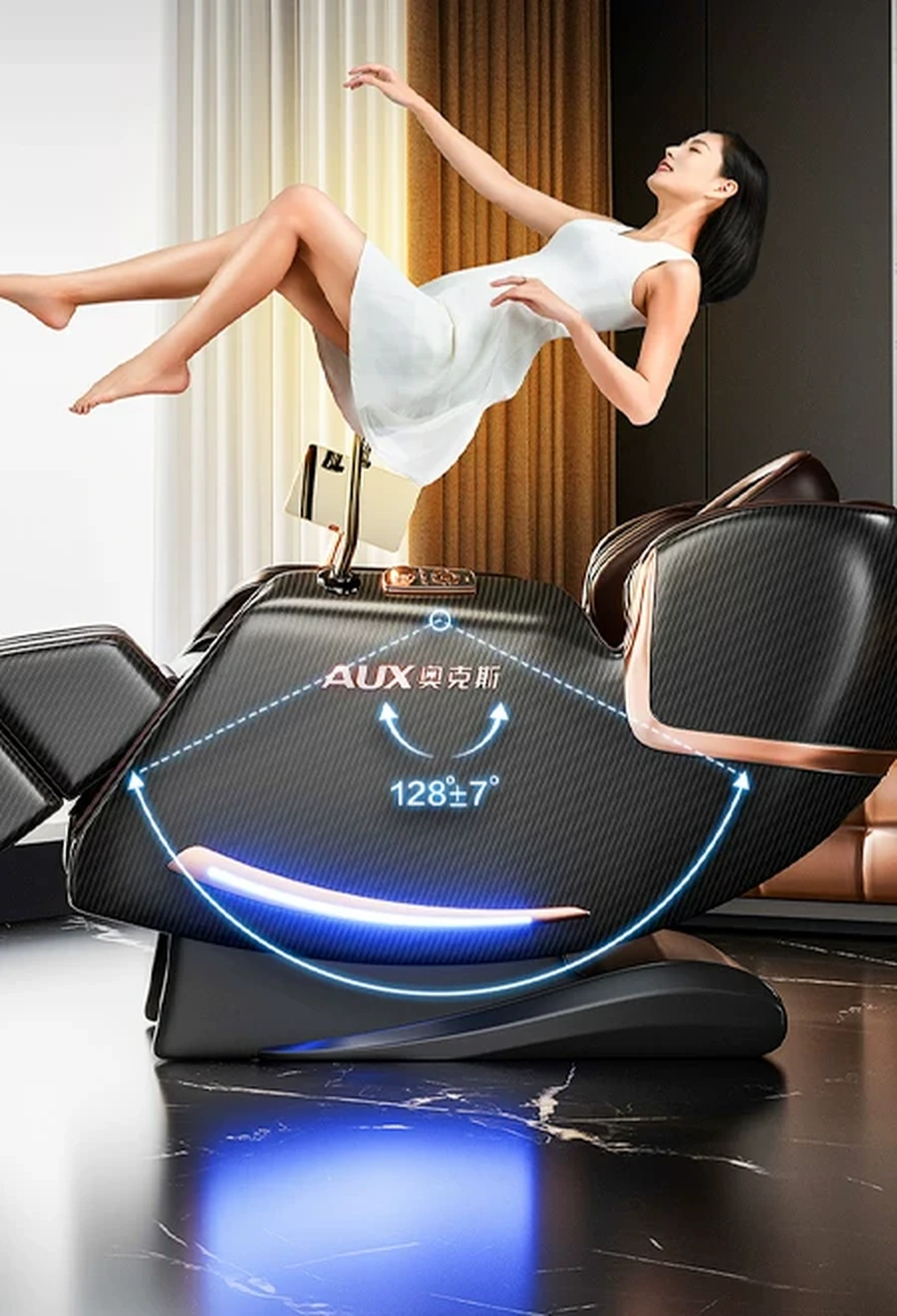 Tư thế ngả không trọng lực Zero-Gravity 128 độ ghế massage AUX AYA-22A-Z98