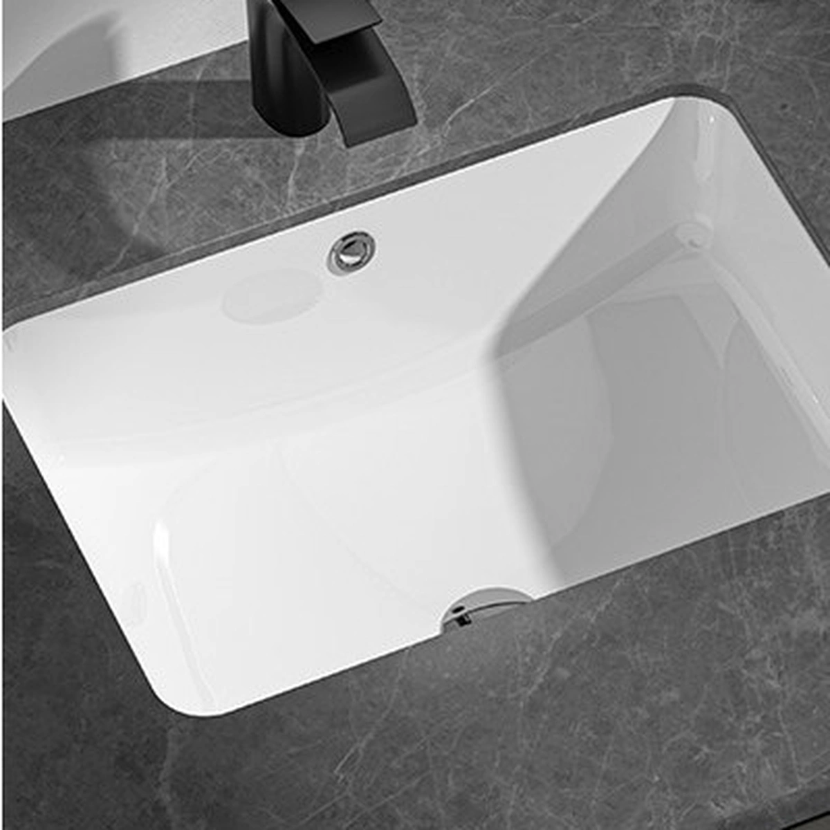 Phối cảnh bàn đá hoàn thiện chậu lavabo âm bàn chữ nhật JOMOO 12237