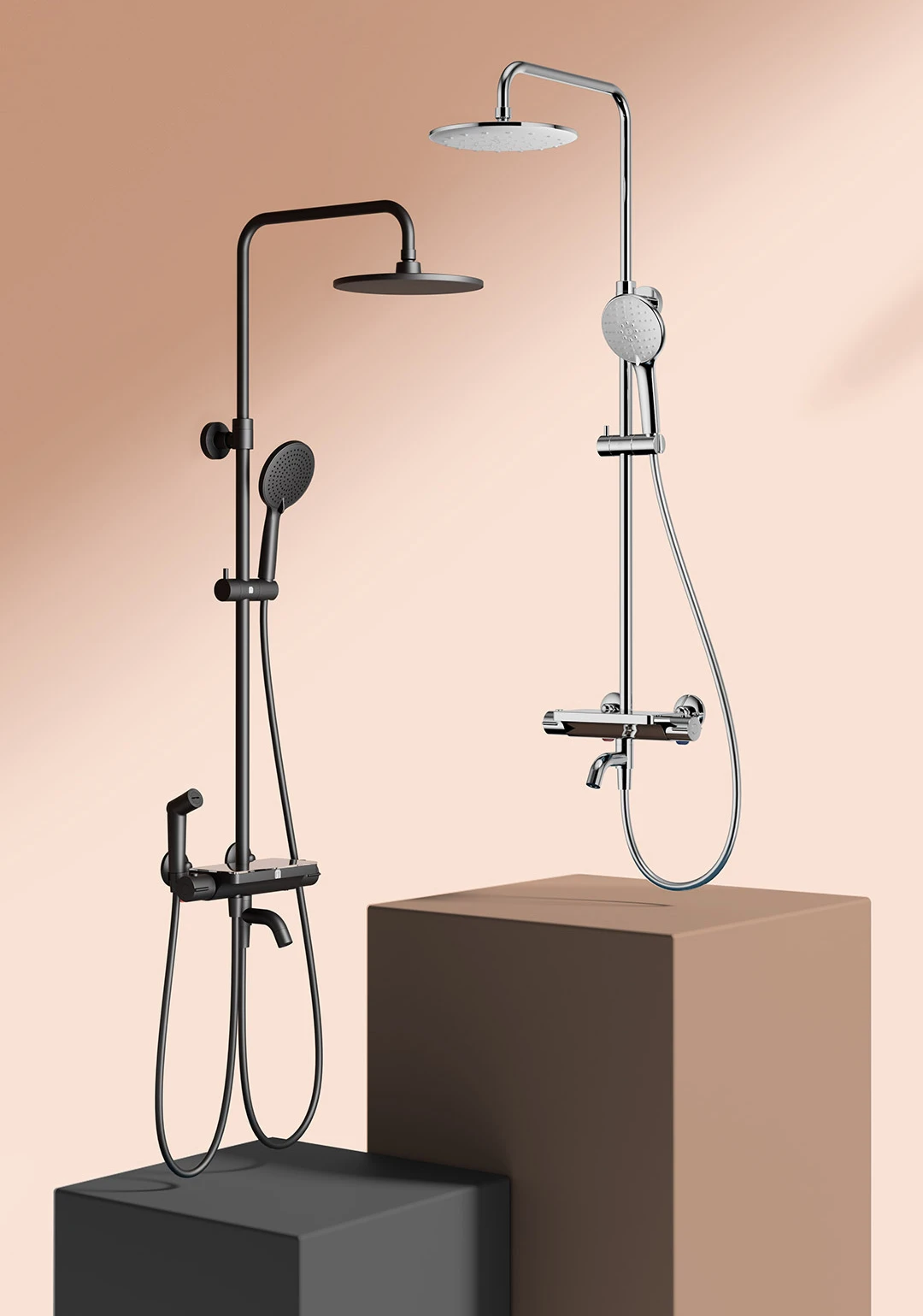Sen cây ổn định nhiệt diiib DXHW001 mạ chrome phối cảnh phòng tắm hiện đại